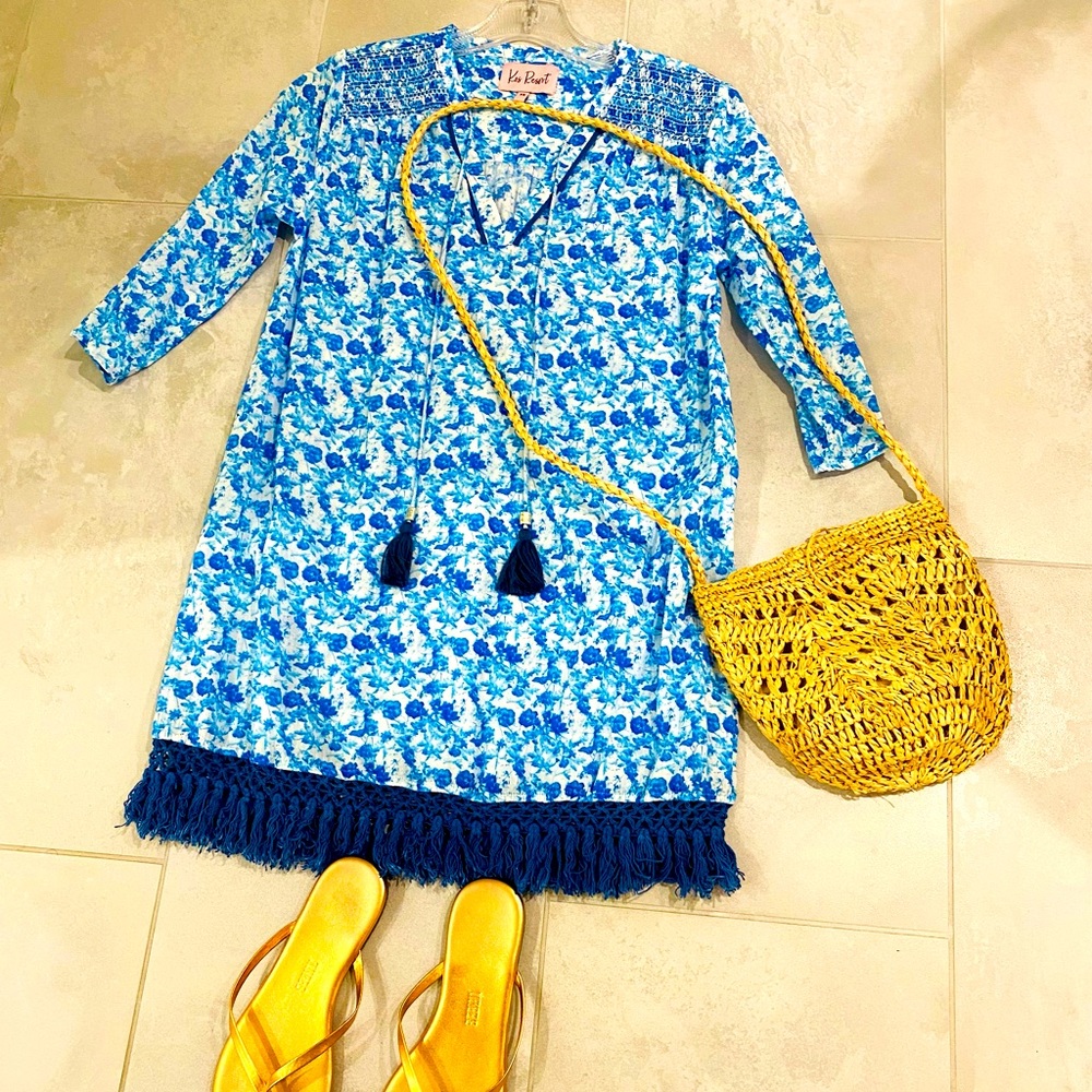 Kos printed cotton beach cover up size XS.